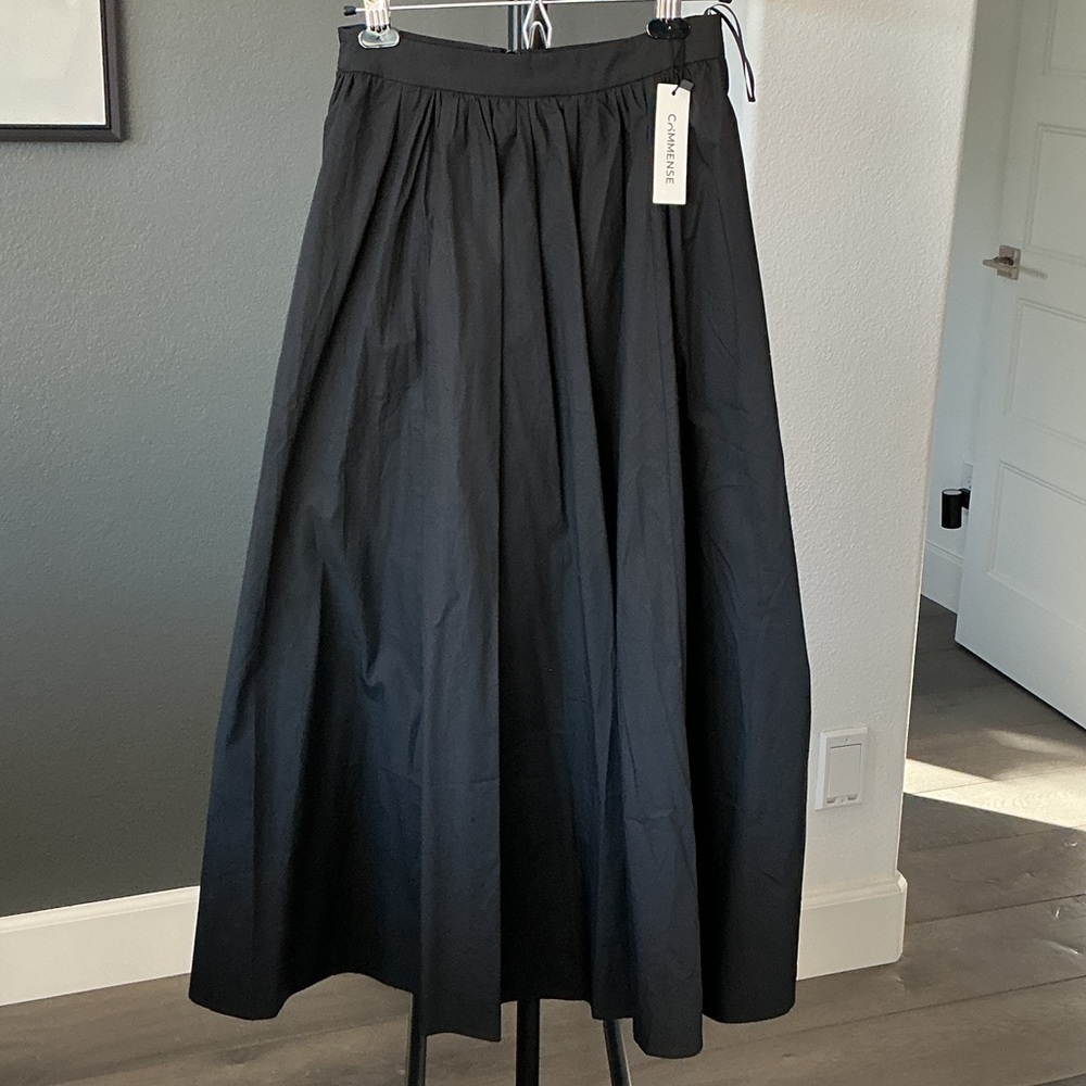 Commense Cotton Linen Black Maxi Skirt NWT S